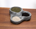 Natural Stone Hermit Crab Staple Dish | Segmented 3 Section Feeding Bowl for Greensand, Worm Castings and Calcium