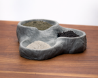 Natural Stone Hermit Crab Staple Dish | Segmented 3 Section Feeding Bowl for Greensand, Worm Castings and Calcium