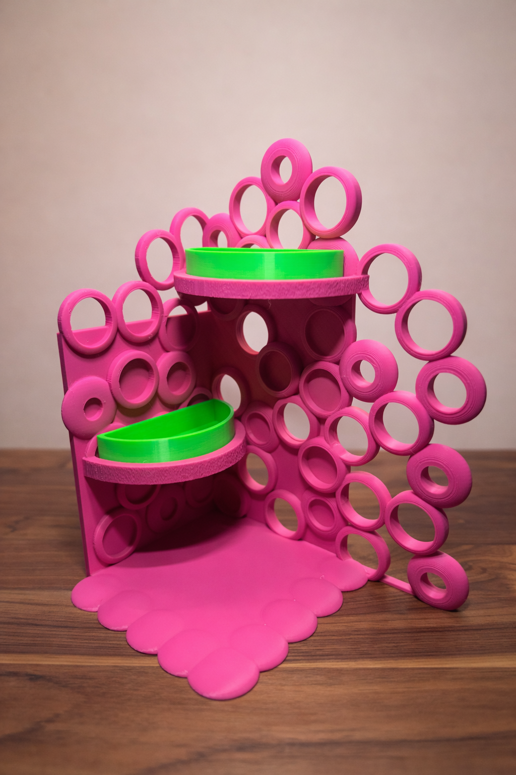 Coral Ring Crab Climb with 2 Food Dishes | 3D Printed Hermit Crab Climbing Enrichment