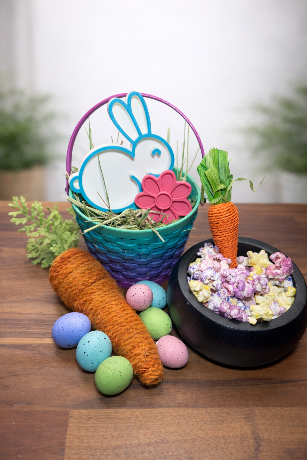 Hermit Crab Easter Basket Gift Set | Basket with Treats, Rabbit Dish and Flower Dish