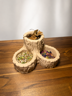 Tree Stump Trio Foraging Dish | Hermit Crab Food Bowl