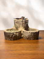 Tree Stump Trio Foraging Dish | Hermit Crab Food Bowl