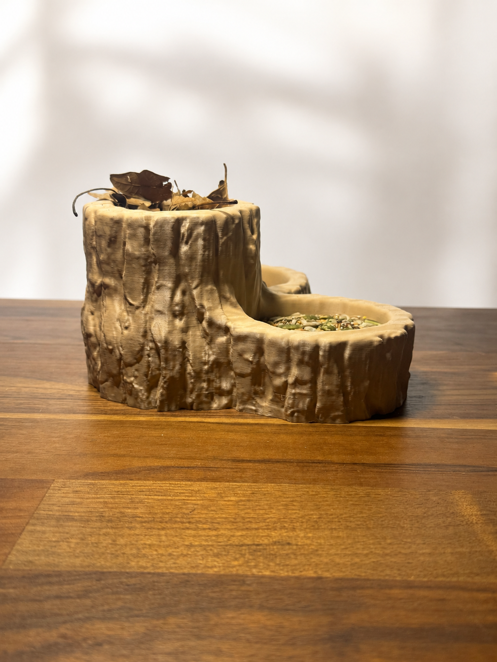 Tree Stump Trio Foraging Dish | Hermit Crab Food Bowl