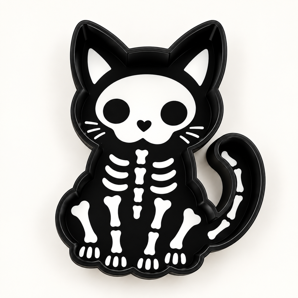 Spooky 3D Printed Feeding Dishes | Ghost, Candy Corn, Skeleton Cat, Halloween Skull & Bride