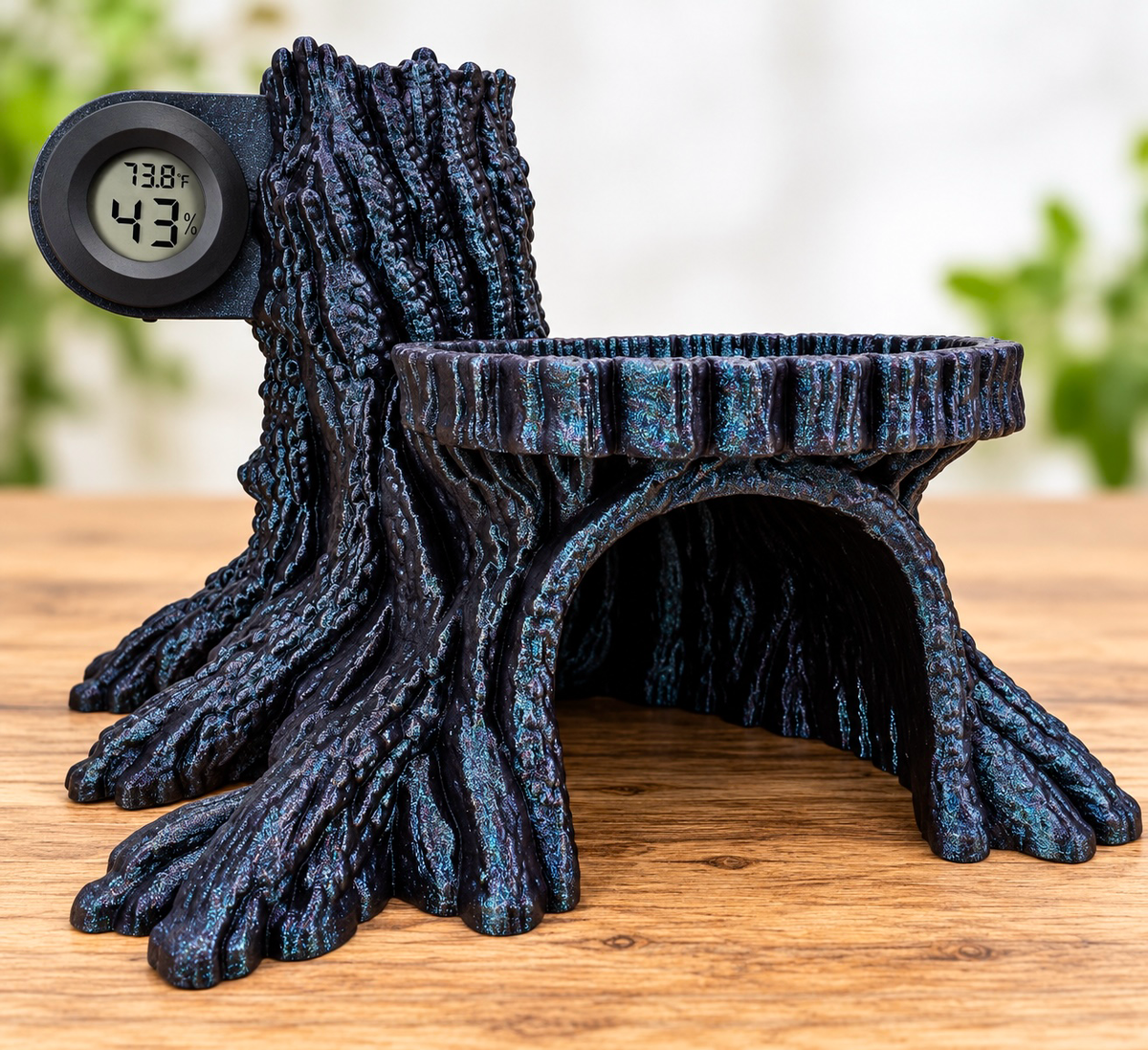 Tree Stump Hygrometer Stand, Climb, Hide, Foraging Platform – Hygrometer Included!