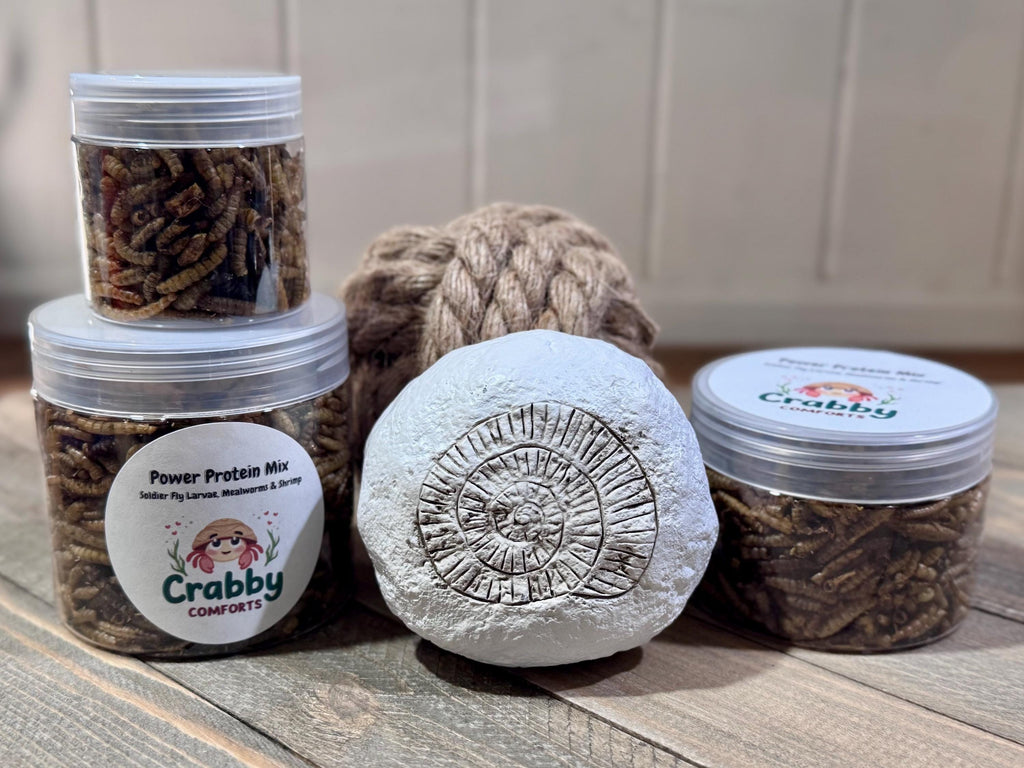 Power Protein Mix  Soldier Fly Larvae, Mealworms & Shrimp for Hermit Crabs
