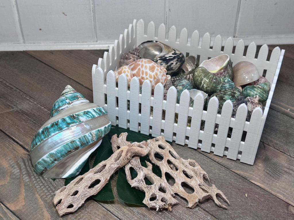 3D-Printed Picket Fence Moss Pit  Hermit Crab Shell Shop & Foraging Tray, PLA Tank Decor