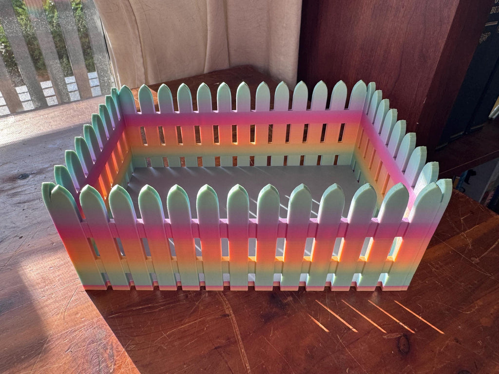 3D-Printed Picket Fence Moss Pit  Hermit Crab Shell Shop & Foraging Tray, PLA Tank Decor