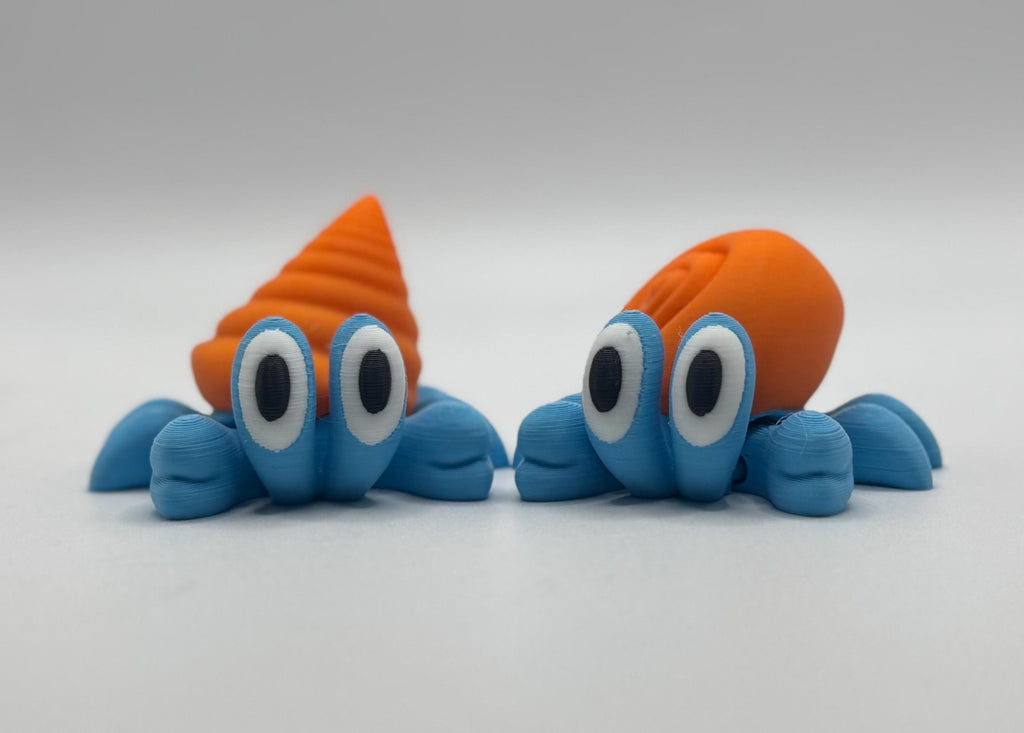 3D Printed Hermit Crab Figurines  Articulated Legs  4 Color Options  Choose Shell Style & Pack