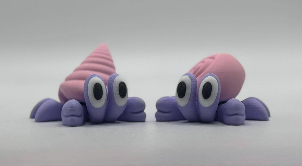 3D Printed Hermit Crab Figurines  Articulated Legs  4 Color Options  Choose Shell Style & Pack
