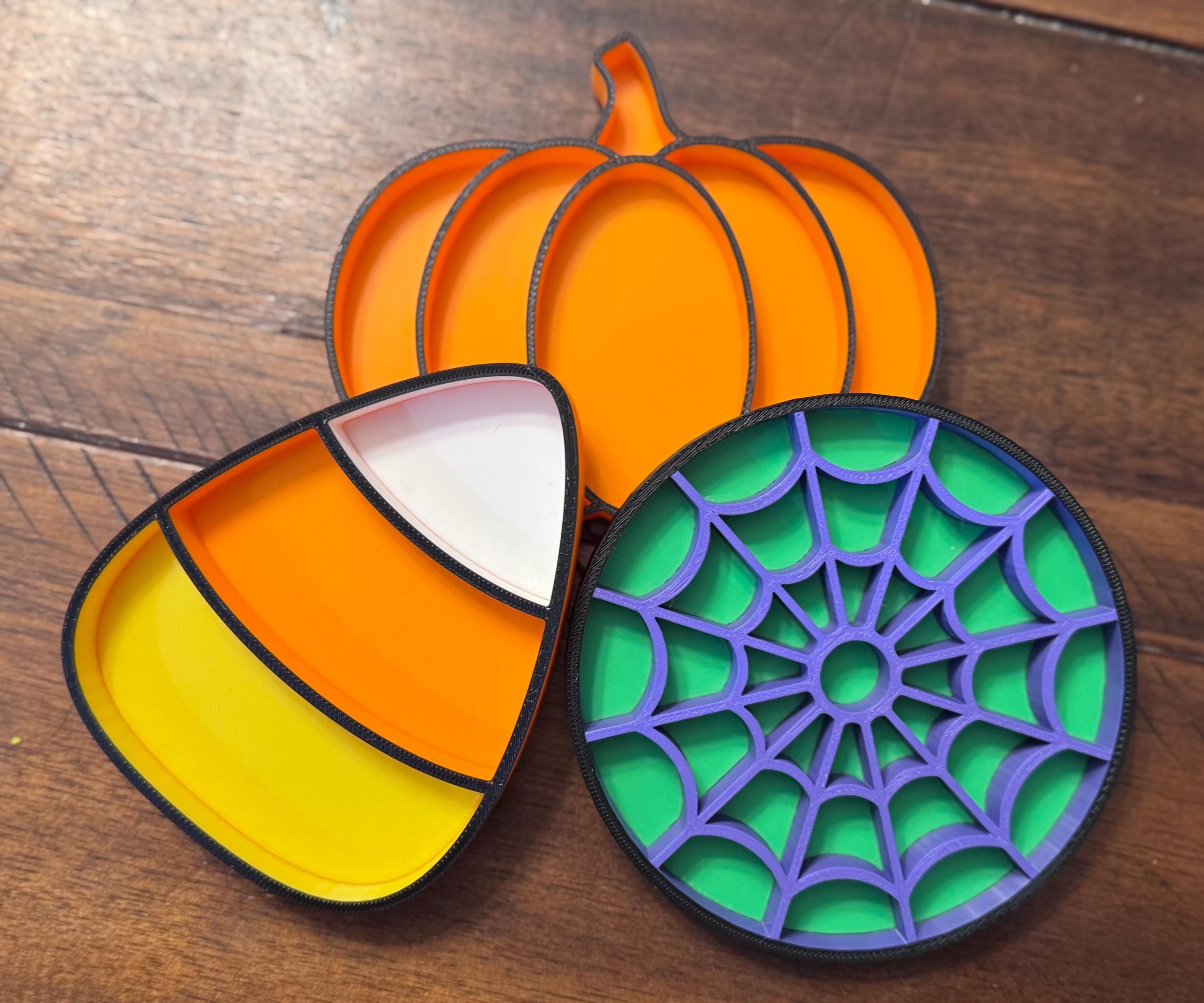 3D Printed Halloween Hermit Crab Bowls: Pumpkin, Candy Corn, Spiderweb