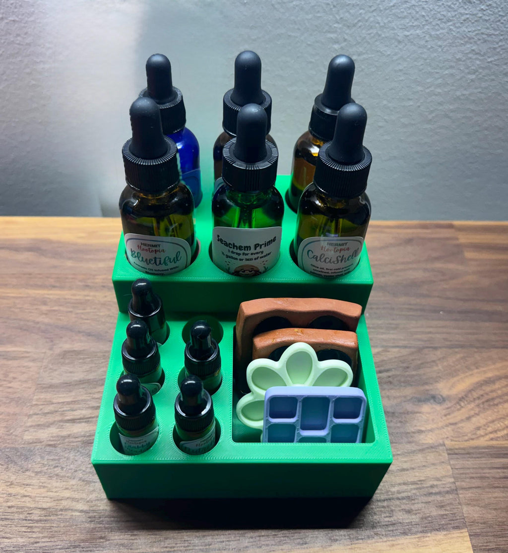 3D Printed Hermit Crab Oil Bottle Organizer | Crabby Comforts