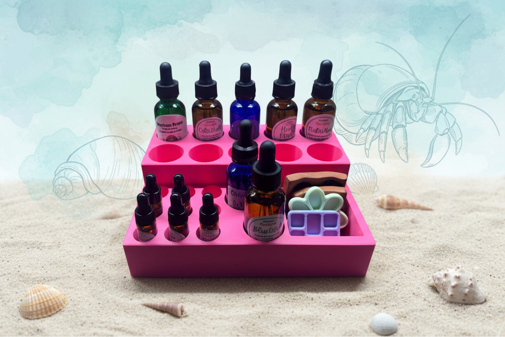 3D Printed Hermit Crab Oil Bottle Organizer | Crabby Comforts