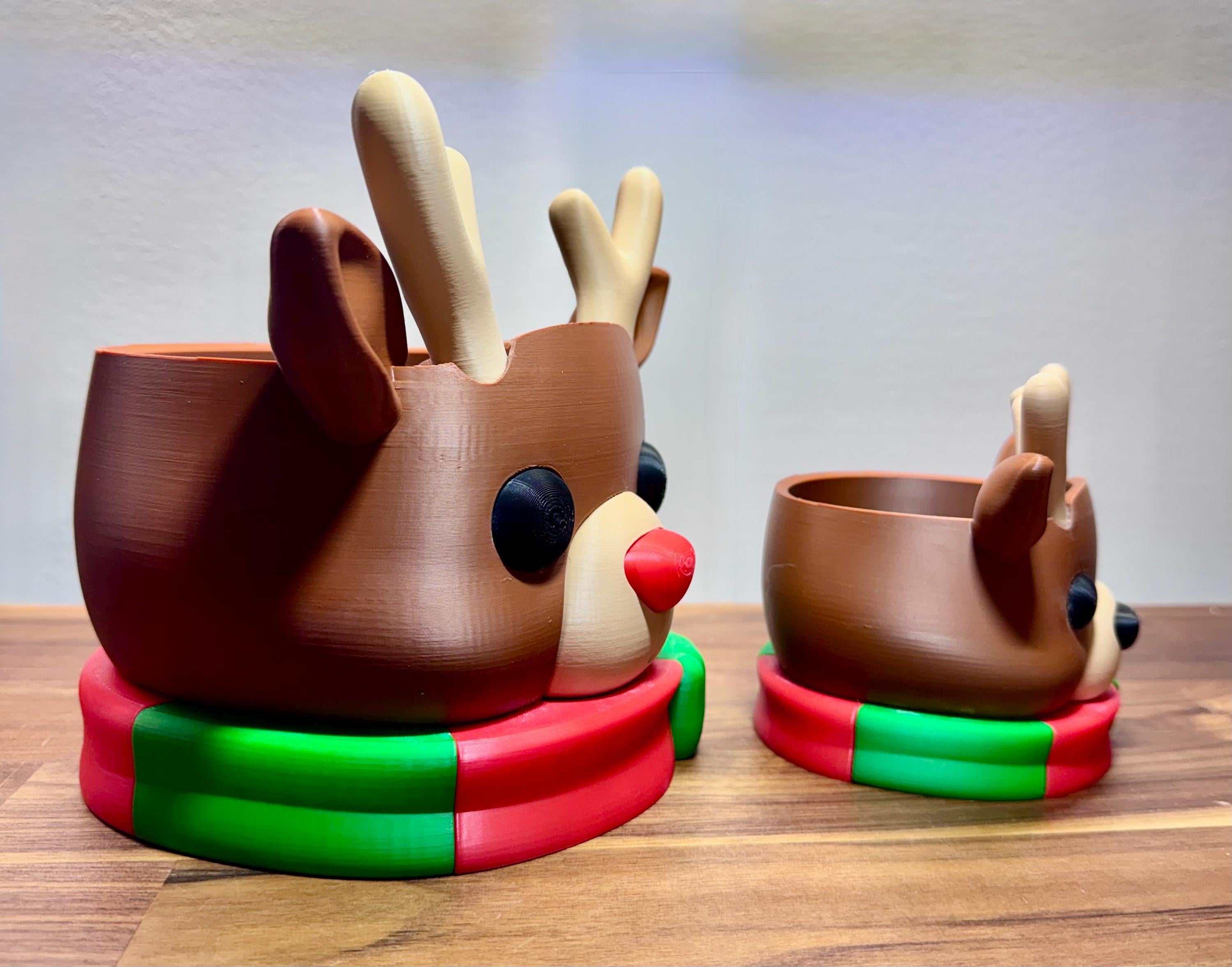 Hermit Crab Reindeer Foraging Dish | Holiday Crabitat Bowl | 3D Printed PLA Enrichment Toy
