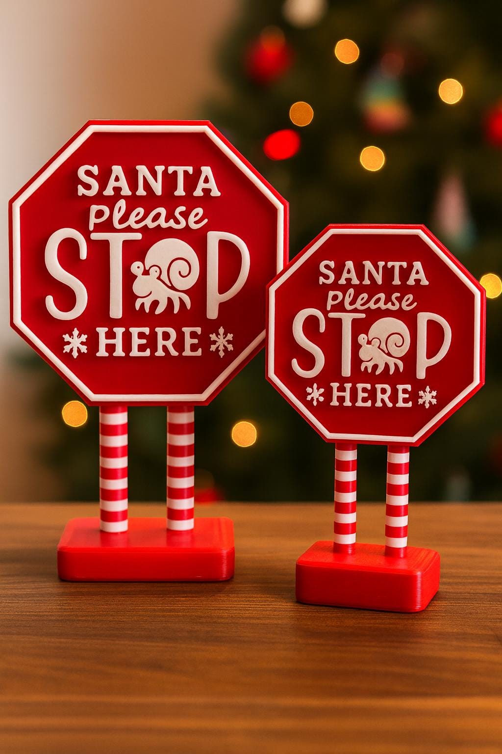Santa Please STOP Here - Hermit Crab Holiday Sign  3D Printed PLA | 2 sizes available
