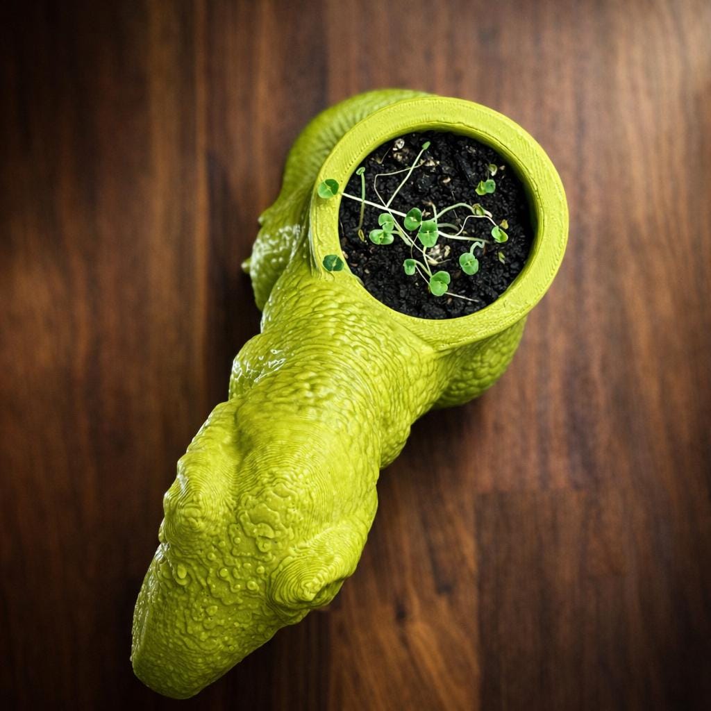 Dinosaur Foraging Dish and Chia Seed Garden | T-Rex  Stegosaurus  Triceratops | 3D Printed PLA | Worm Castings & Chia Seeds Included