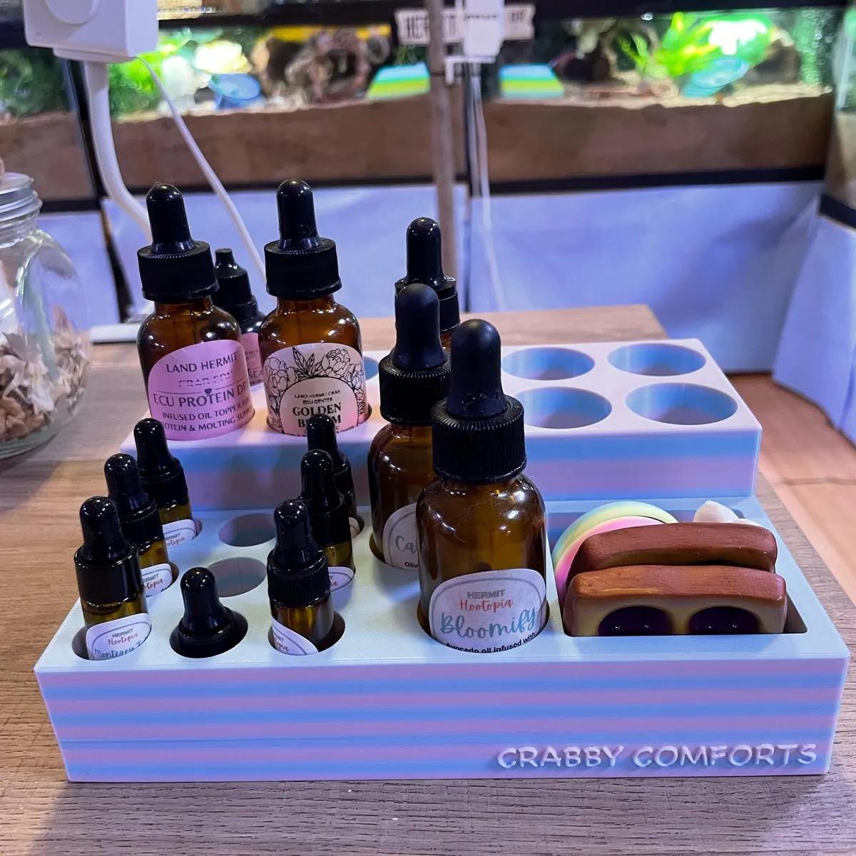 3D Printed Hermit Crab Oil Bottle Organizer | Crabby Comforts