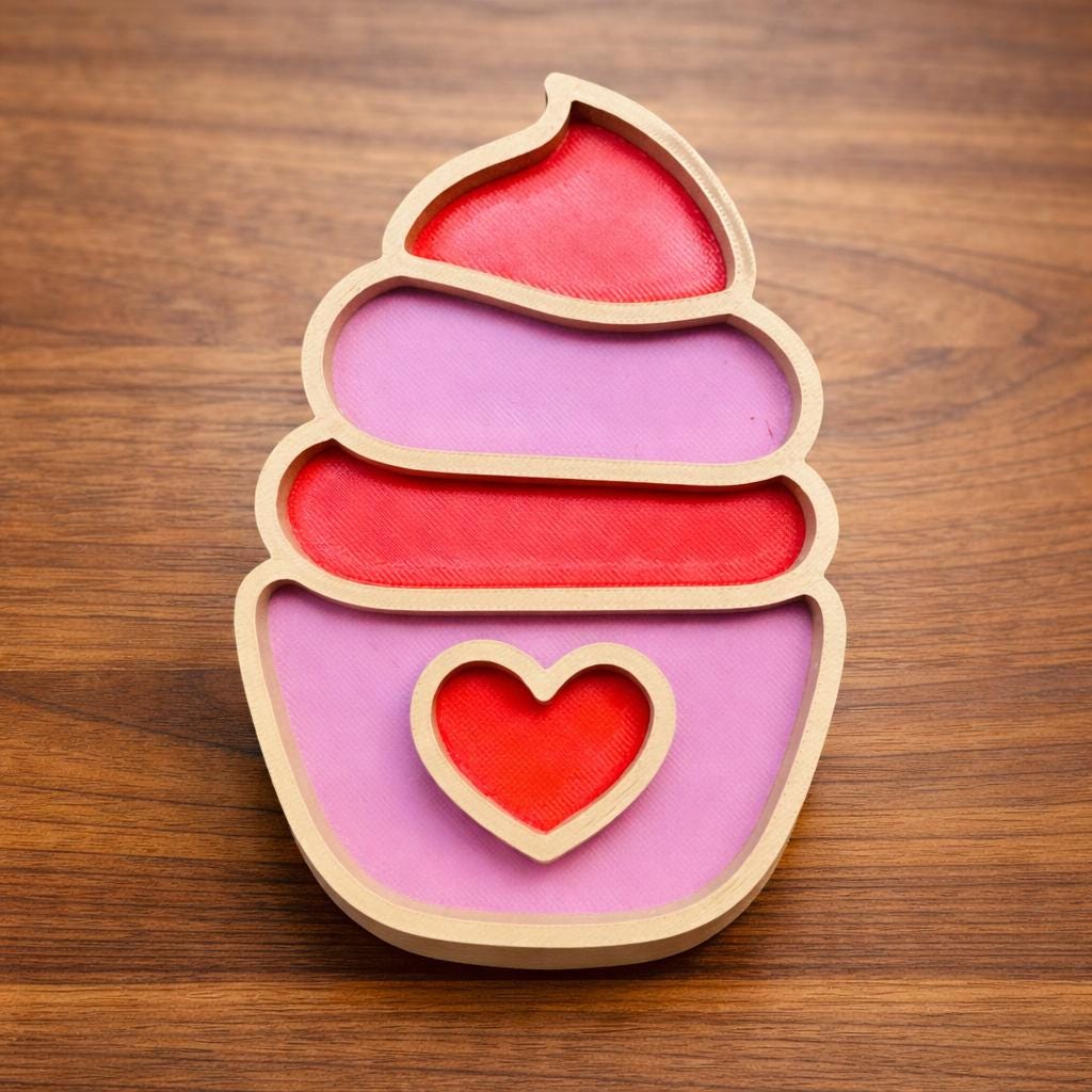 3D Printed Valentine's Food Dishes  Heart & Cupcake Designs