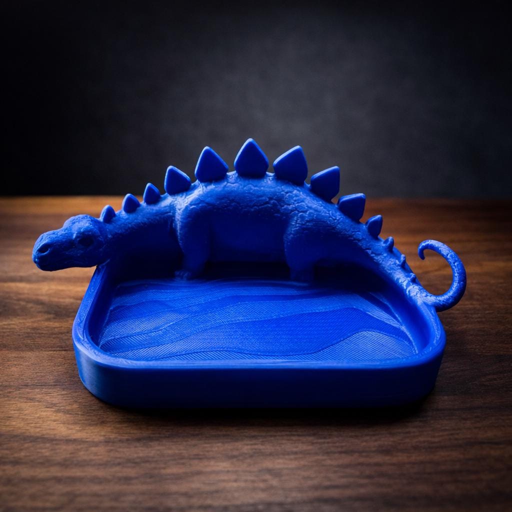 Dinosaur Foraging Dish and Chia Seed Garden | T-Rex  Stegosaurus  Triceratops | 3D Printed PLA | Worm Castings & Chia Seeds Included