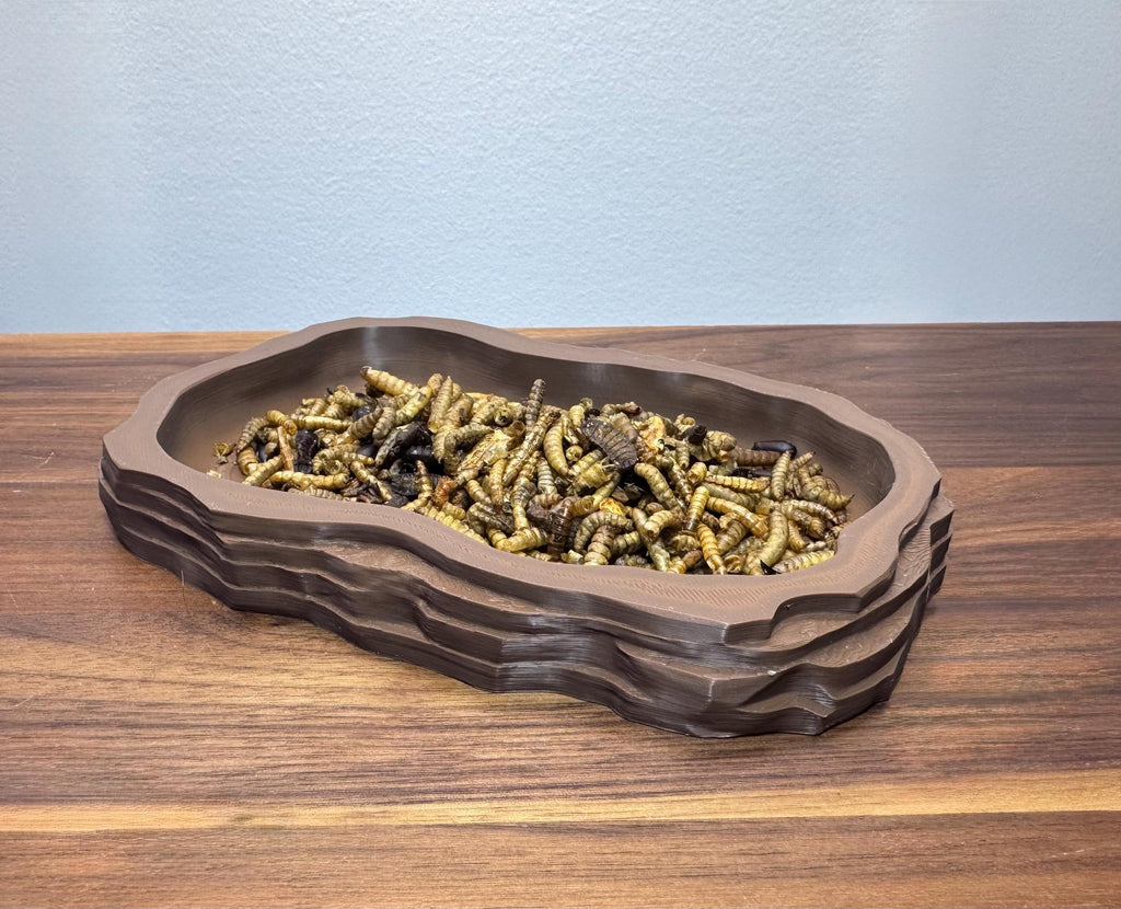 Natural Stone-Style Food Dish | Hermit Crab & Terrarium Feeding Bowl | 3D Printed PLA