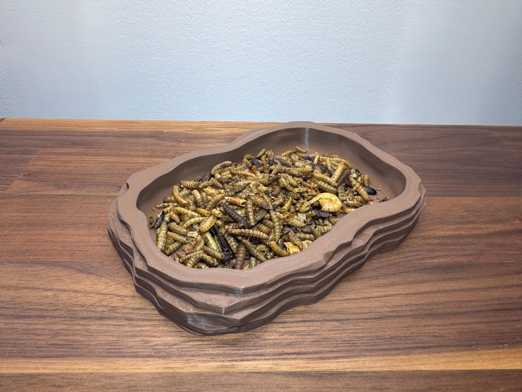 Natural Stone-Style Food Dish | Hermit Crab & Terrarium Feeding Bowl | 3D Printed PLA