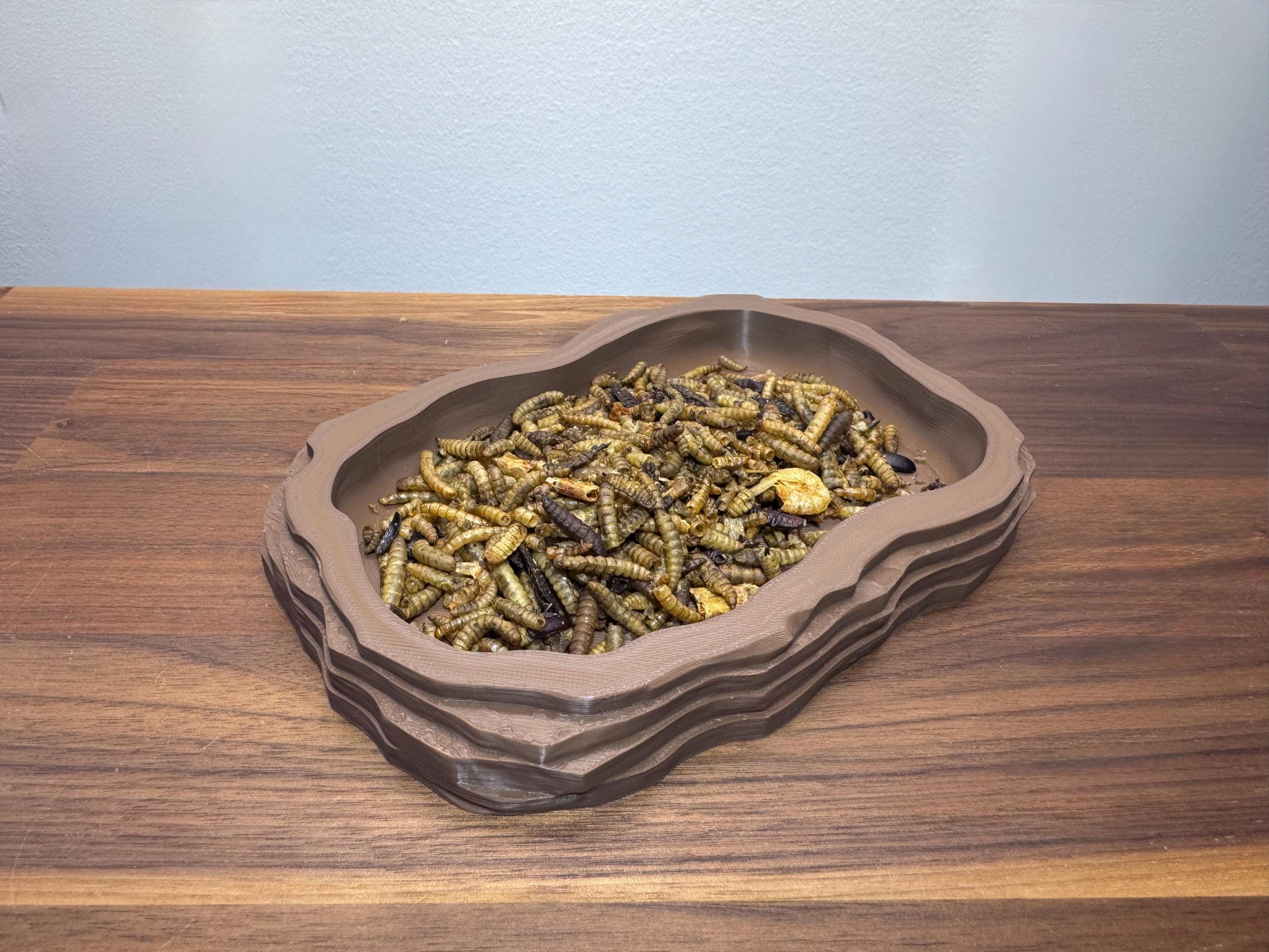 Natural Stone-Style Food Dish | Hermit Crab & Terrarium Feeding Bowl | 3D Printed PLA