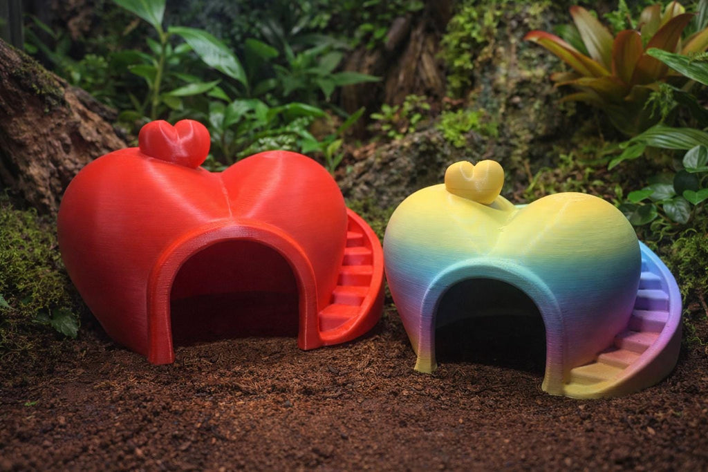 Heart Hideout Habitat with Stairs | Hermit Crab & Reptile Enrichment Hide