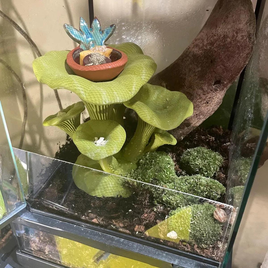 Hermit Crab Mushroom Toy & Foraging Dish | 3D Printed PLA Habitat Decor