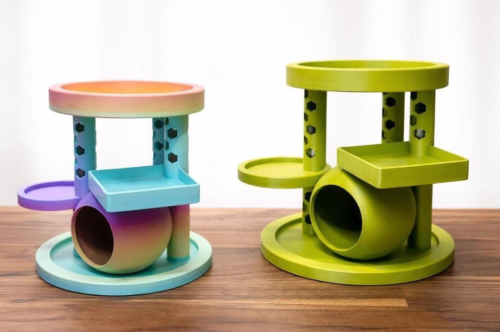 Playground Tower + Hide + Feeding Tray | 3D Printed Terrarium Climber | Reptile Enrichment Stand | 2 Sizes