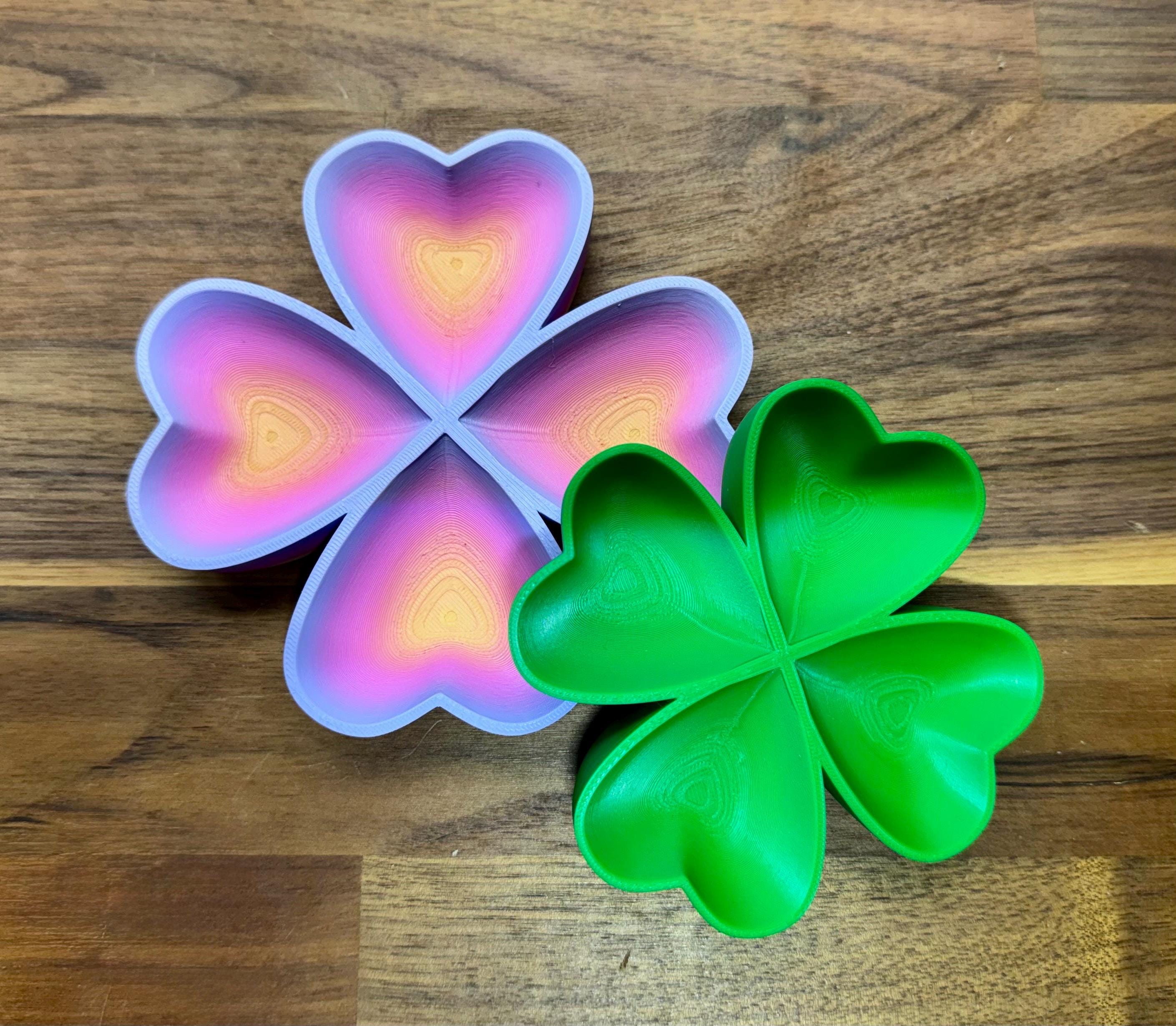 Hermit Crab Food Dish | 4-Compartment Clover Tray | Heart-Shaped Feeding Dish | 3D Printed PLA