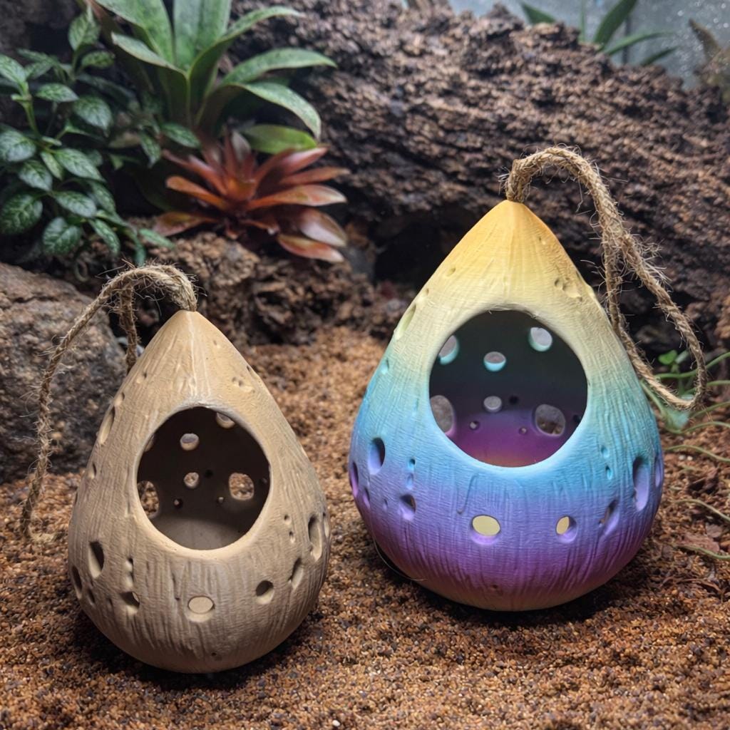 Hanging Hermit Crab Hideout Pod | Natural Terrarium Decor