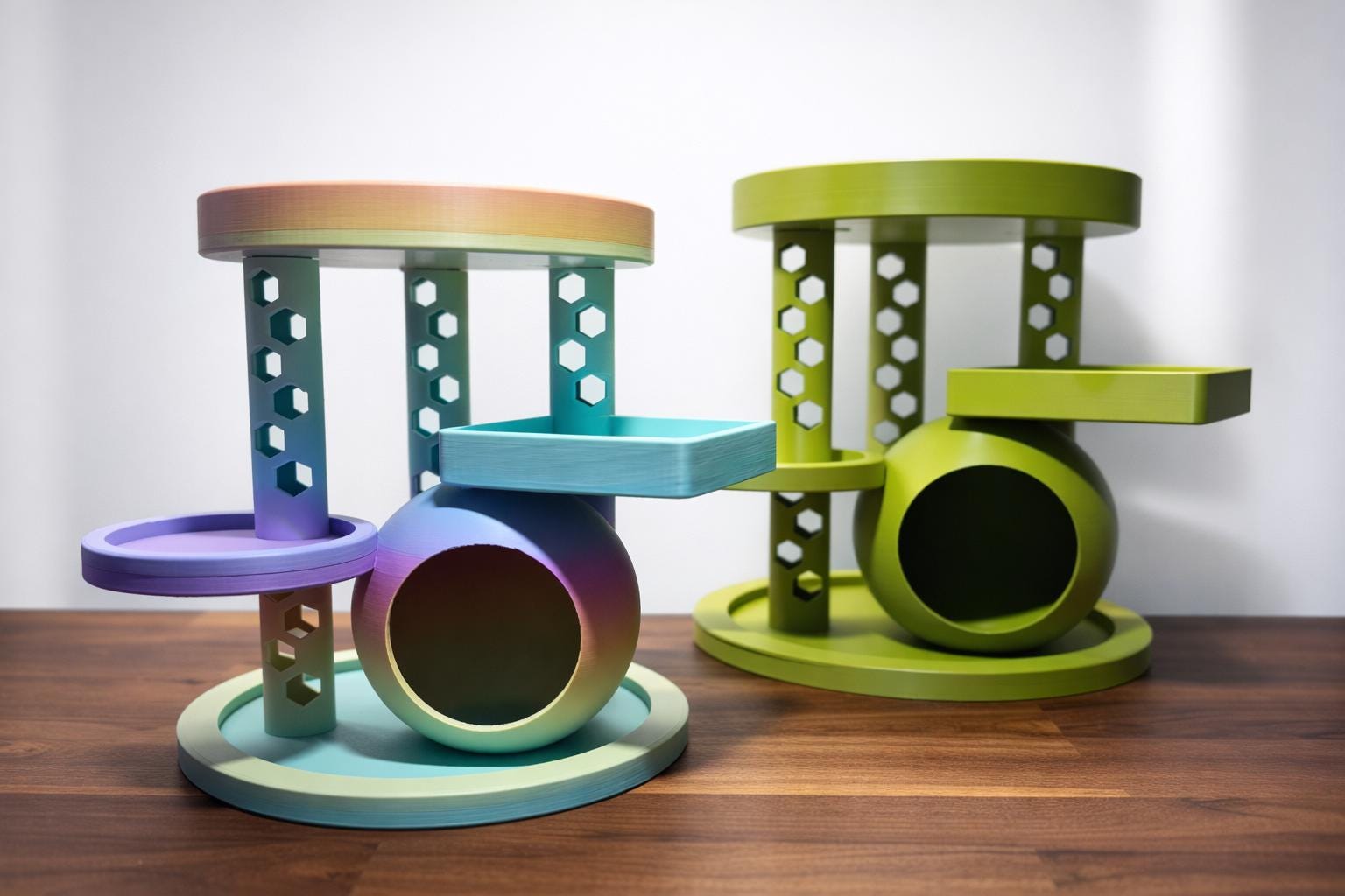 Playground Tower + Hide + Feeding Tray | 3D Printed Terrarium Climber | Reptile Enrichment Stand | 2 Sizes