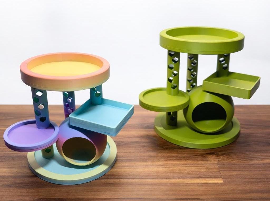Playground Tower + Hide + Feeding Tray | 3D Printed Terrarium Climber | Reptile Enrichment Stand | 2 Sizes